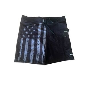 Freedom Industries Board Shorts 3XL‎ Black Gray USA Flag Camo Performance Trunks
